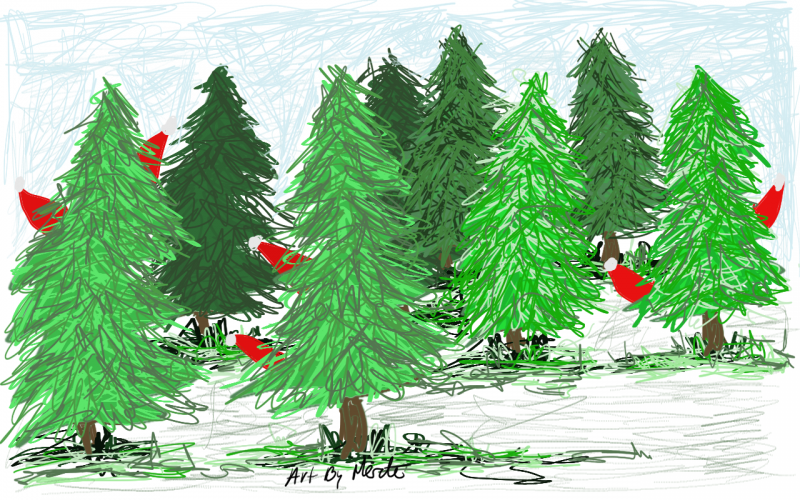 Merete Helbech. Juletegning. Illustration
